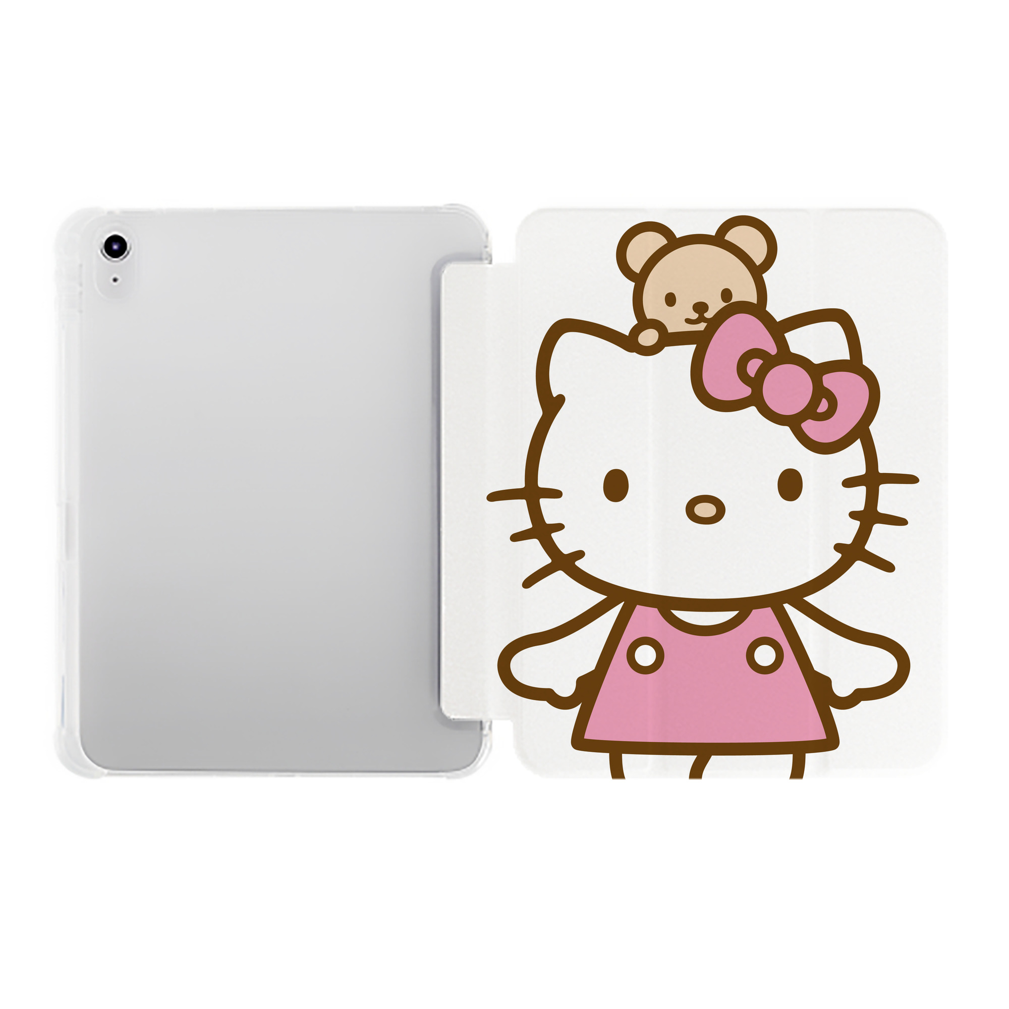 （画像用） Hello Kitty ハローキティ IPad ケース ペン収納付き 三つ折りスタンド PUレザー×シリコン 対応機種9.5/10.5/10.9インチ